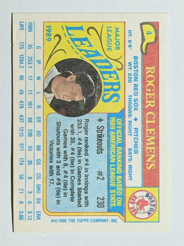 1990 Topps Mini Leaders #4 Roger Clemens