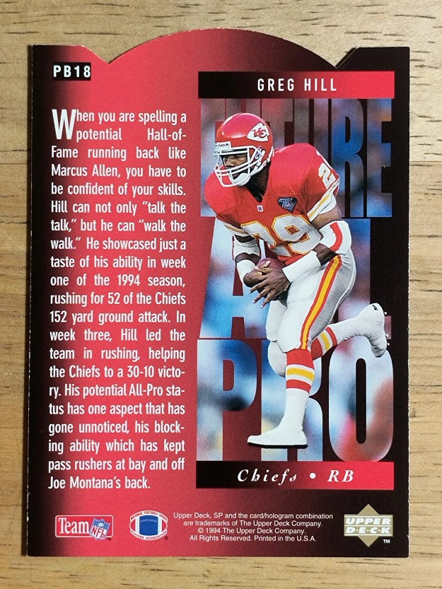 1994 SP Holoviews Die Cuts #PB18 Greg Hill