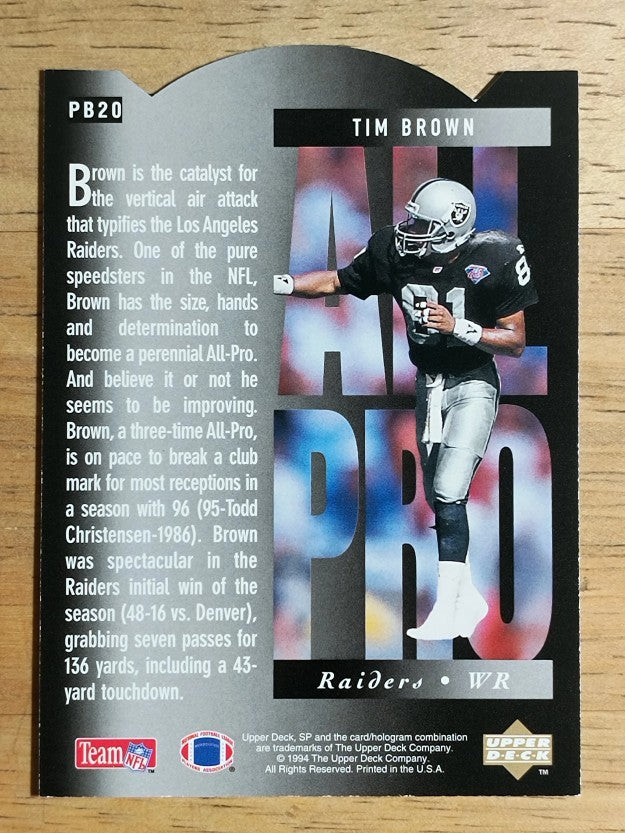 1994 SP Holoviews Die Cuts #PB20 Tim Brown