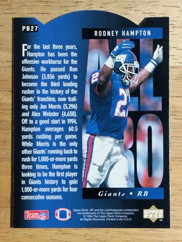 1994 SP Holoviews Die Cuts #PB27 Rodney Hampton