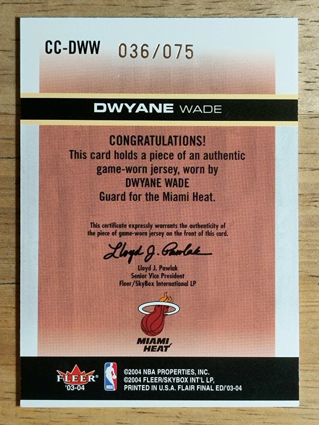 2003-04 Flair Final Edition Courtside Cuts Jerseys 75 #DWW Dwyane Wade
