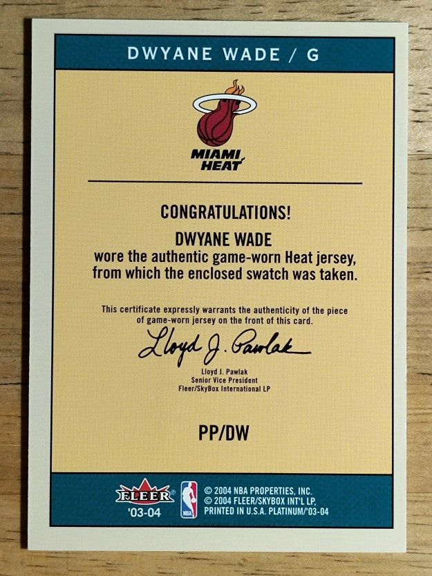 2003-04 Fleer Platinum Portraits Jerseys #DW Dwyane Wade