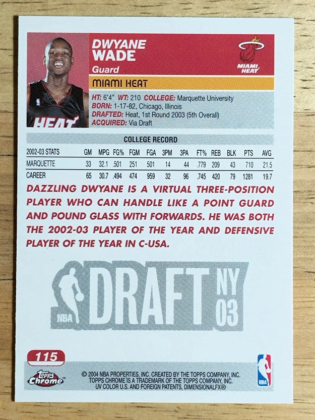2003-04 Topps Chrome #115 Dwyane Wade RC