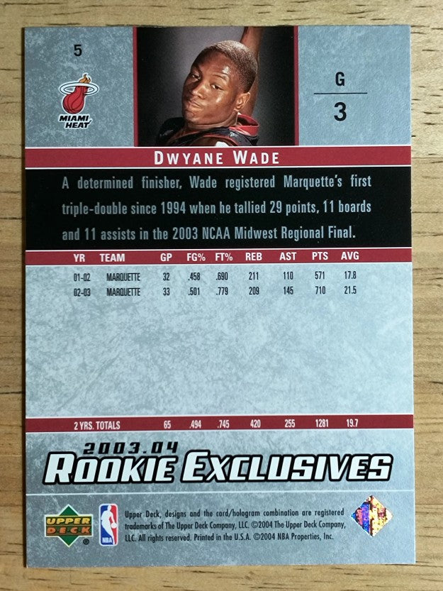 2003-04 Upper Deck Rookie Exclusives #5 Dwyane Wade RC