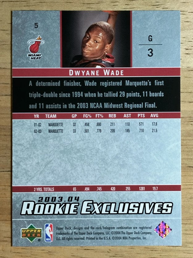 2003-04 Upper Deck Rookie Exclusives #5 Dwyane Wade RC