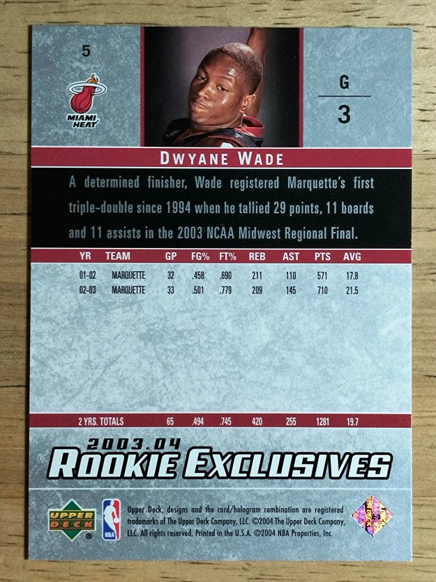 2003-04 Upper Deck Rookie Exclusives #5 Dwyane Wade RC