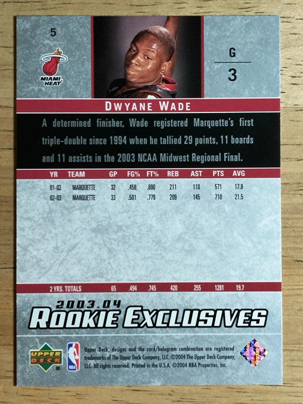 2003-04 Upper Deck Rookie Exclusives #5 Dwyane Wade RC