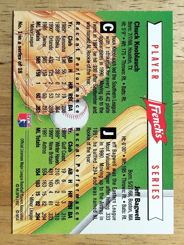 1992 French's #1 Chuck Knoblauch/Jeff Bagwell