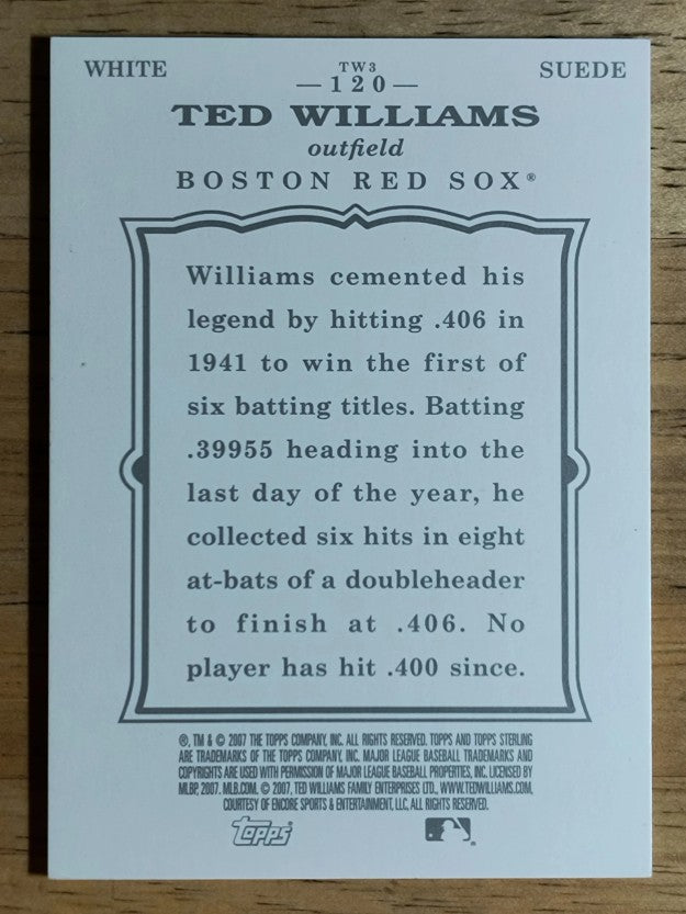 2007 Topps Sterling Framed White Suede #120 Ted Williams