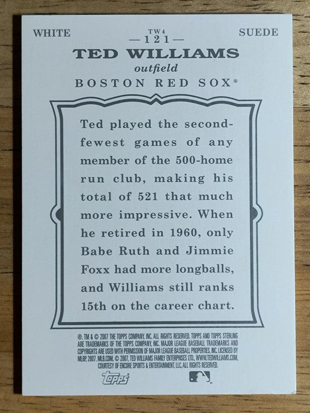 2007 Topps Sterling Framed White Suede #121 Ted Williams