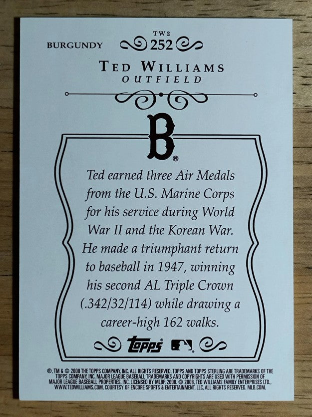 2008 Topps Sterling Framed Burgundy #252 Ted Williams