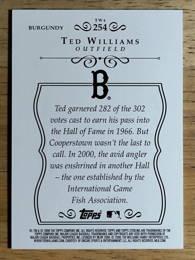2008 Topps Sterling Framed Burgundy #254 Ted Williams