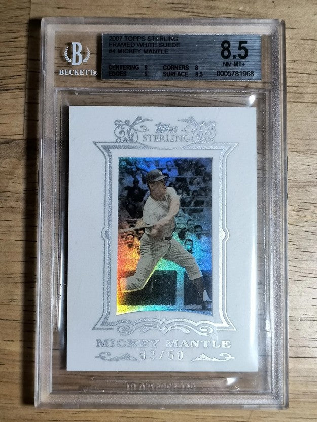 2007 Topps Sterling Framed White Suede #4 Mickey Mantle (BGS 8.5 NMMT+)
