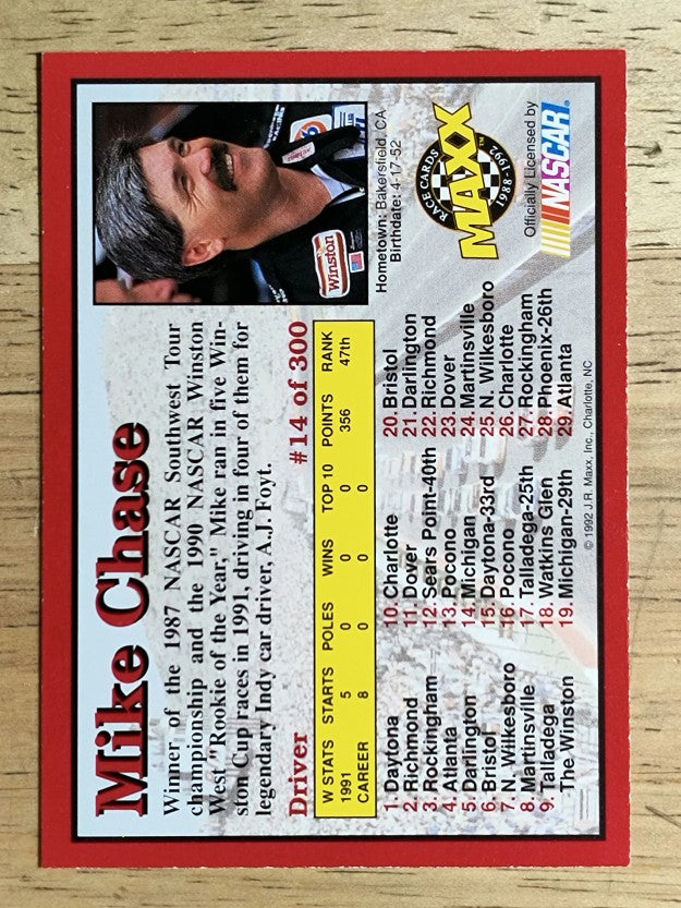 1992 Maxx Red #14 Mike Chase RC