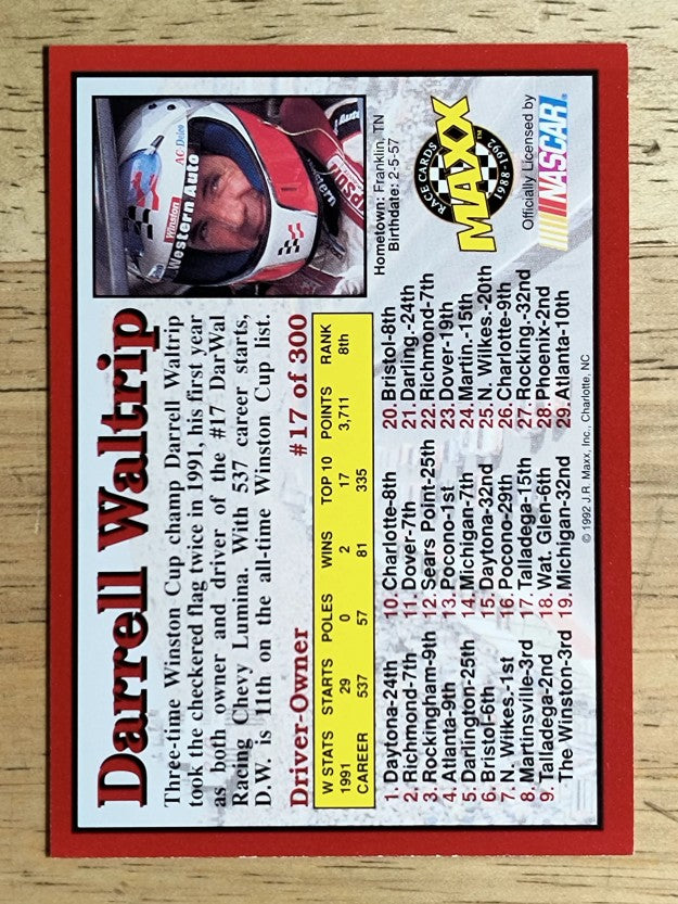 1992 Maxx Red #17 Darrell Waltrip