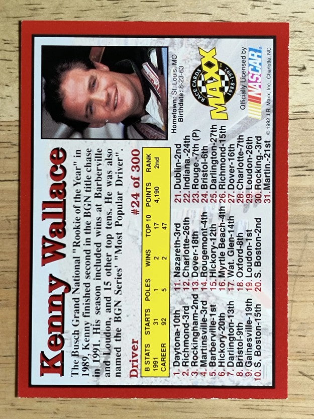 1992 Maxx Red #24 Kenny Wallace