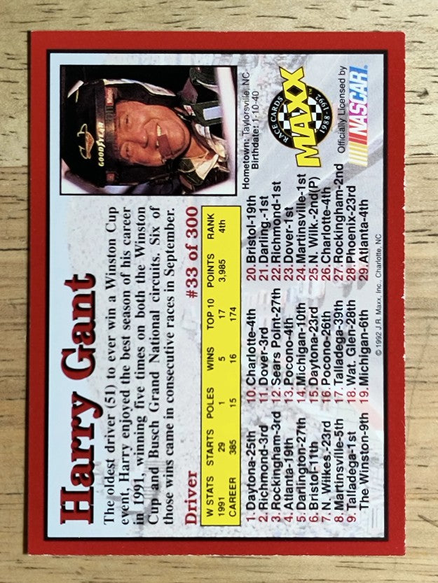 1992 Maxx Red #33 Harry Gant