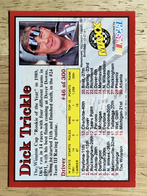 1992 Maxx Red #46 Dick Trickle