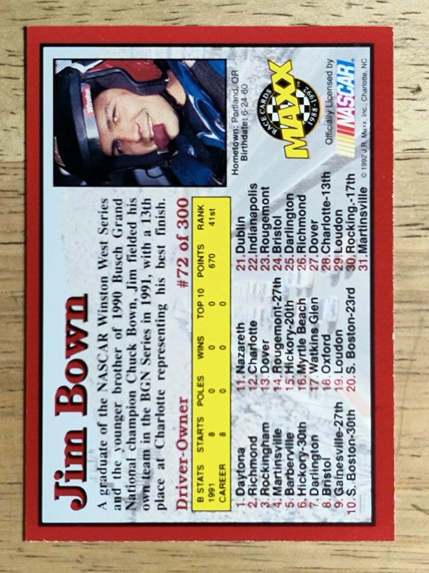 1992 Maxx Red #72 Jim Bown