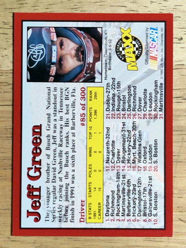1992 Maxx Red #85 Jeff Green RC