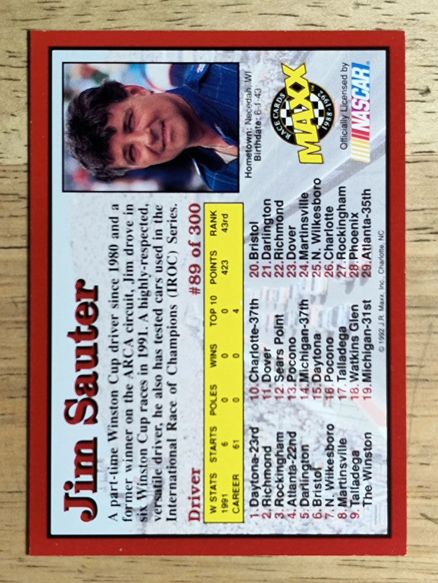 1992 Maxx Red #89 Jim Sauter