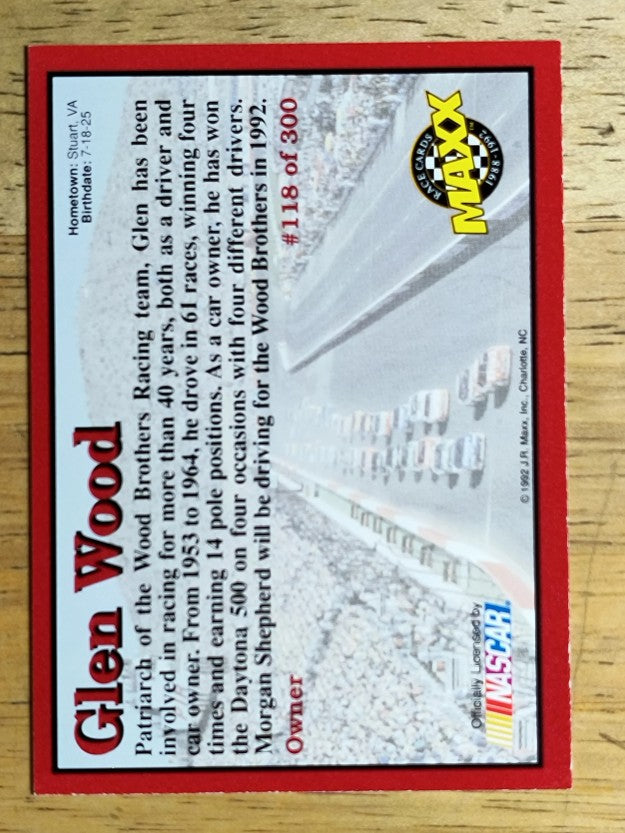 1992 Maxx Red #118 Glen Wood