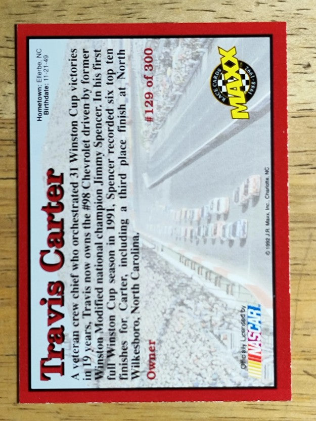 1992 Maxx Red #129 Travis Carter