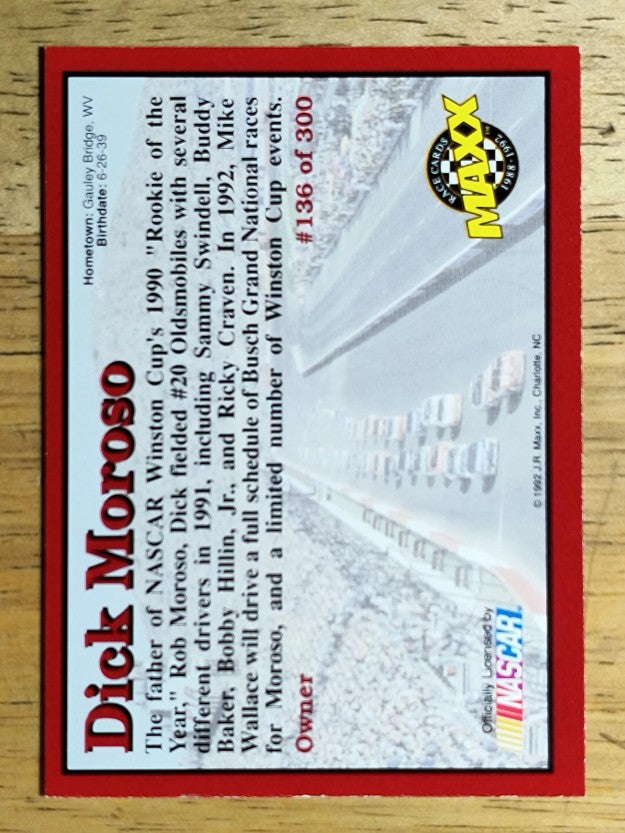1992 Maxx Red #136 Dick Moroso
