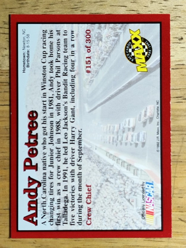 1992 Maxx Red #151 Andy Petree