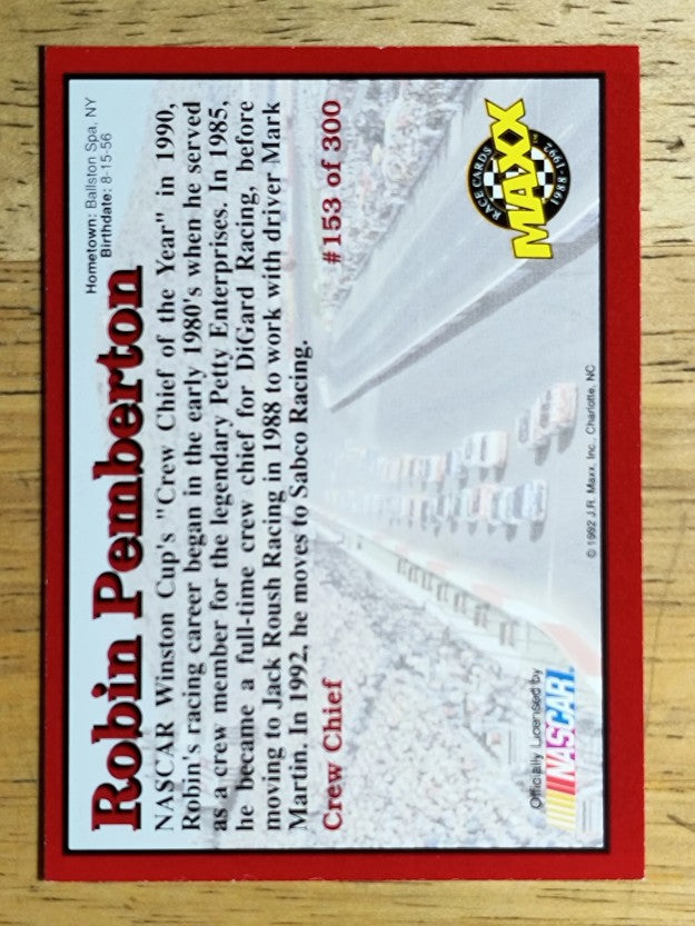 1992 Maxx Red #153 Robin Pemberton