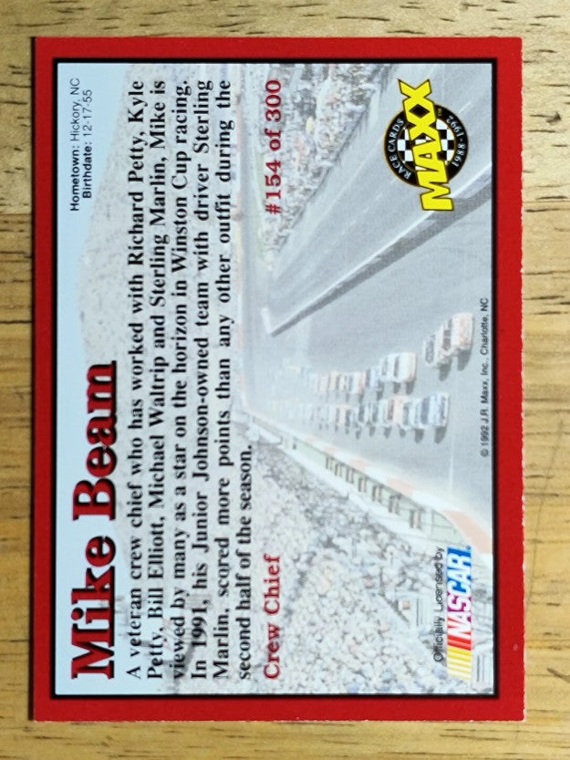 1992 Maxx Red #154 Mike Beam