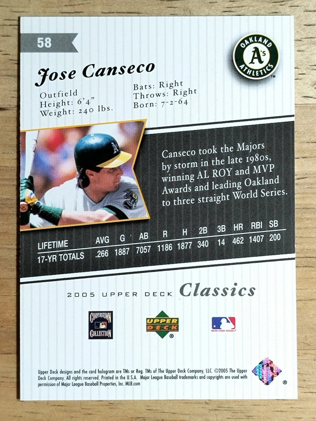 2005 Upper Deck Classics #58 Jose Canseco