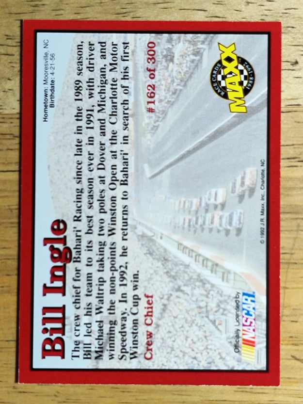 1992 Maxx Red #162 Bill Ingle