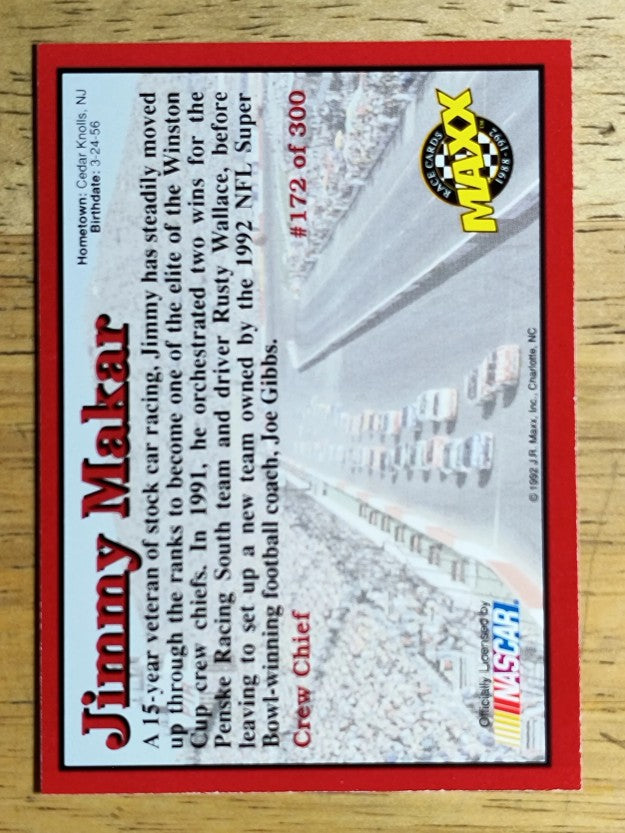 1992 Maxx Red #172 Jimmy Makar