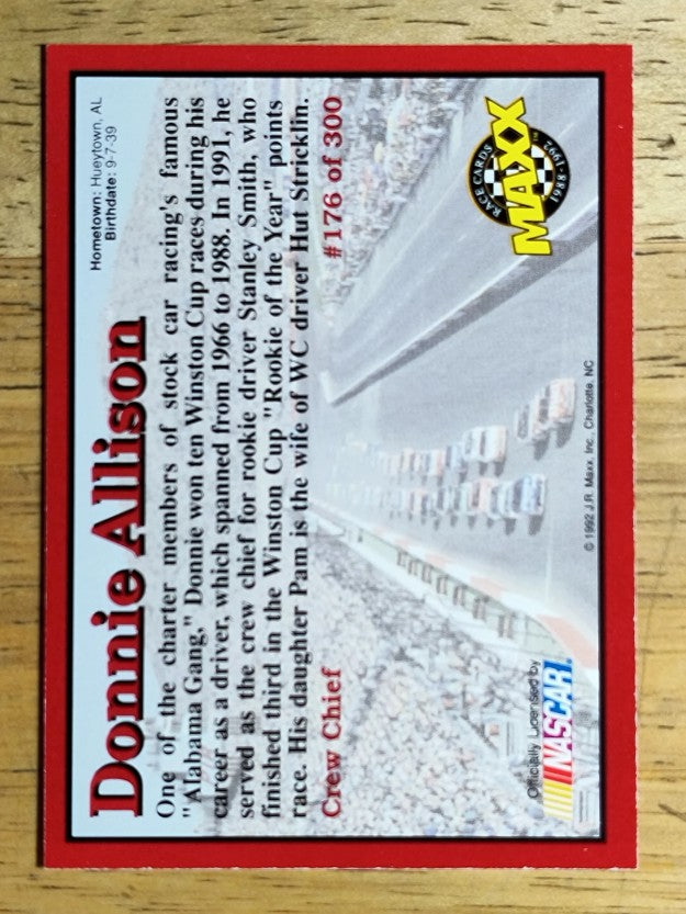 1992 Maxx Red #176 Donnie Allison