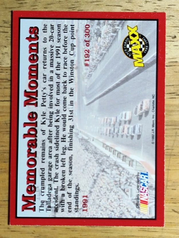 1992 Maxx Red #192 Kyle Petty's Car/Memorable Moments