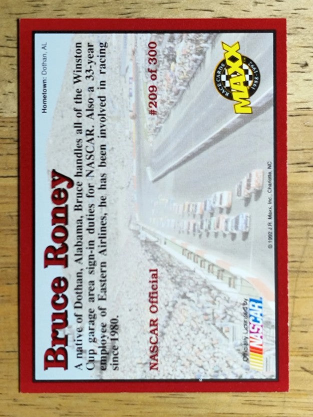 1992 Maxx Red #209 Bruce Roney