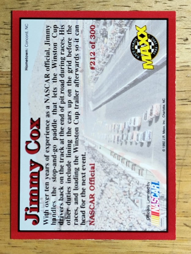 1992 Maxx Red #212 Jimmy Cox