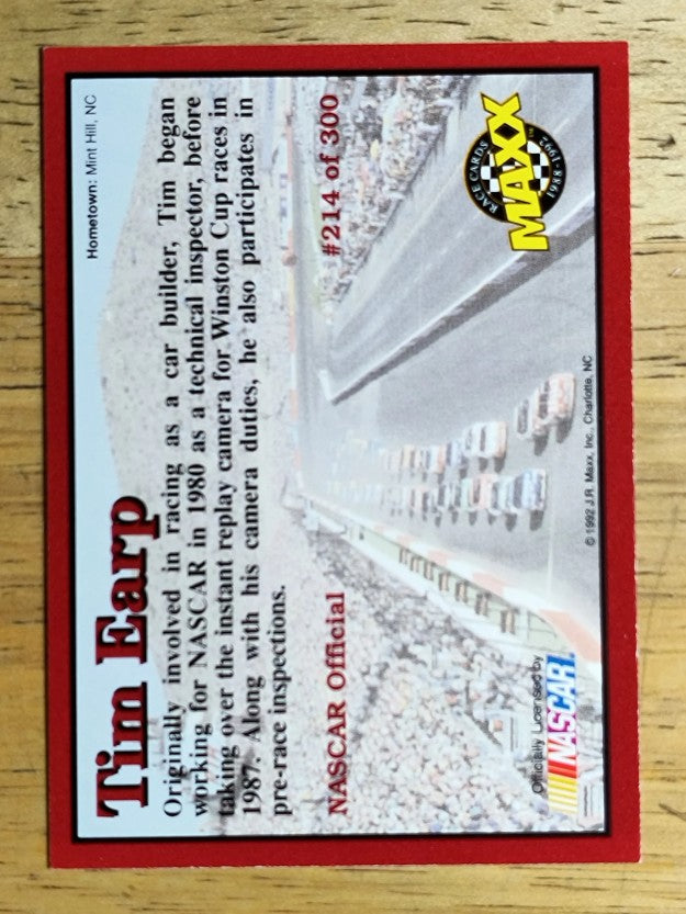 1992 Maxx Red #214 Tim Earp RC