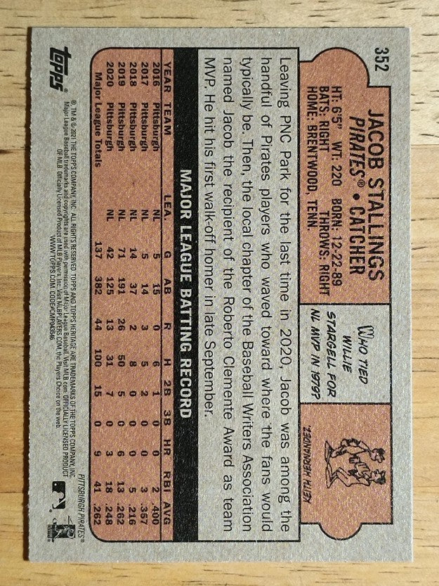 2021 Topps Heritage #352 Jacob Stallings