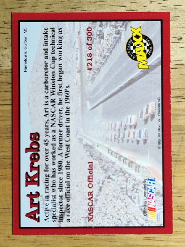 1992 Maxx Red #218 Art Krebs RC