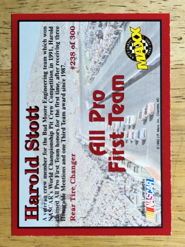 1992 Maxx Red #238 Harold Stott/All Pro