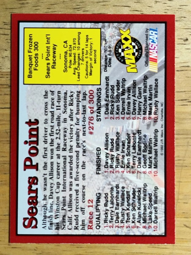 1992 Maxx Red #276 Davey Allison w/Crew/Year in Review