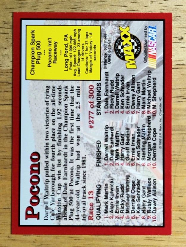 1992 Maxx Red #277 Darrell Waltrip/Year in Review