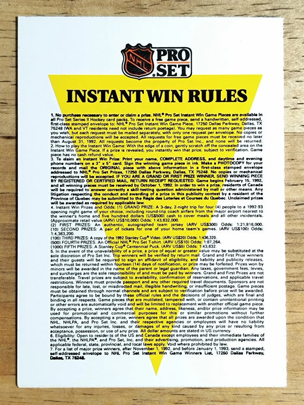 1991-92 Pro Set Rink Rat Fan Club #NNO Hottest Discount/Join Rat Rink Fan Club