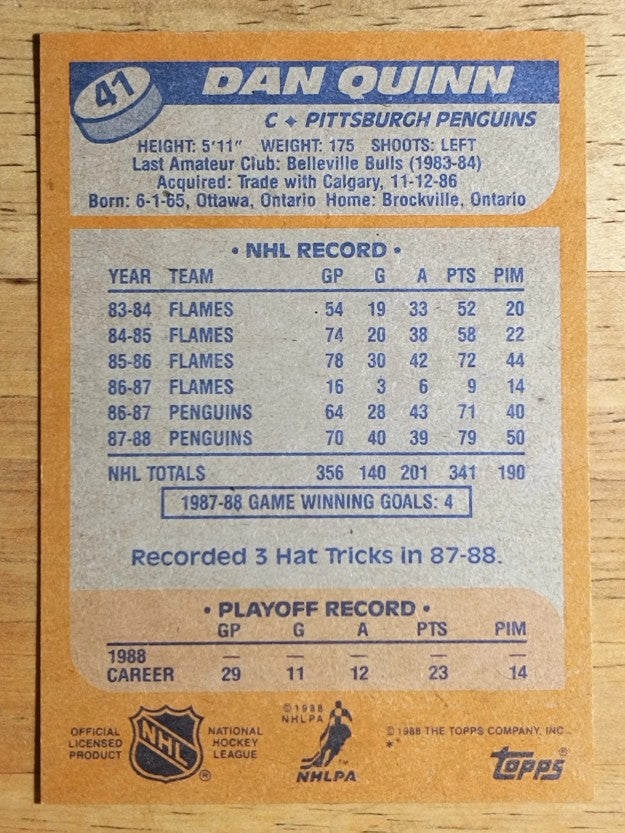 1988-89 Topps #41 Dan Quinn DP