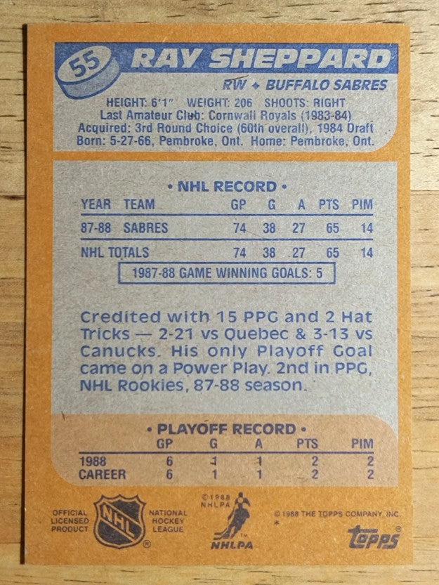 1988-89 Topps #55 Ray Sheppard RC