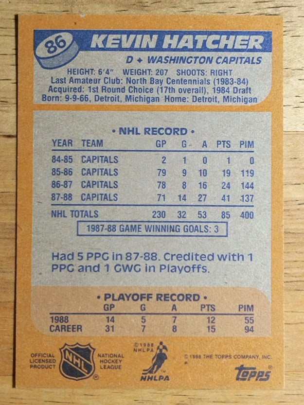 1988-89 Topps #86 Kevin Hatcher DP