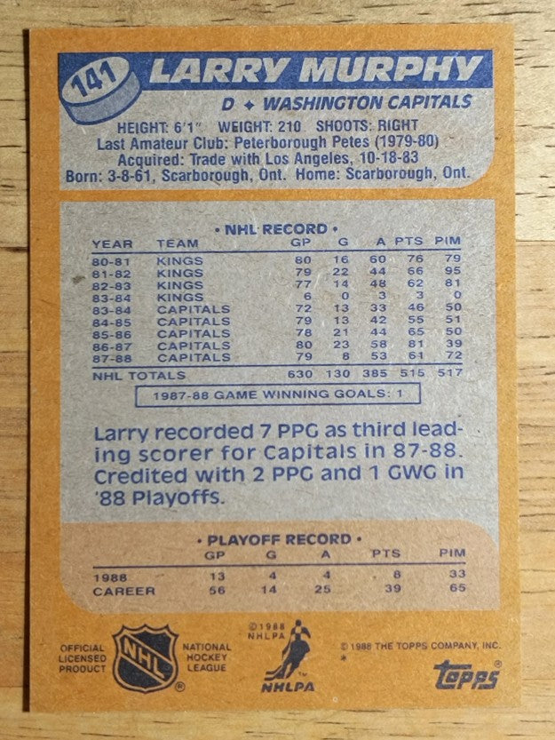 1988-89 Topps #141 Larry Murphy