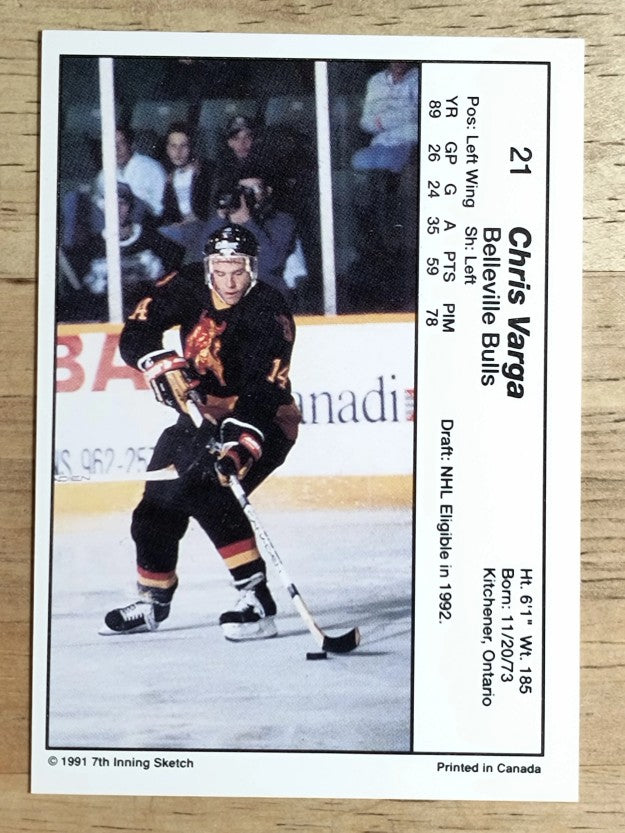 1990-91 7th Inning Sketch OHL #21 Chris Varga
